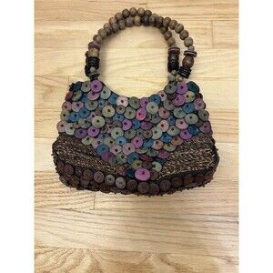 CeBu Beaded Art Signature Collection Boho Purse hand Bag Purple Y2K